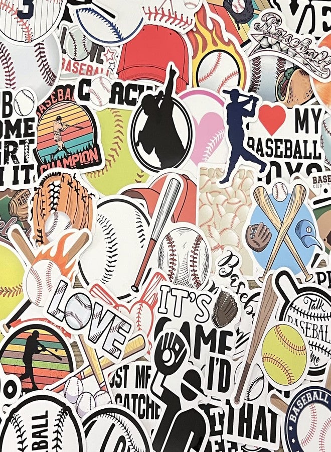 AOWDIAO 50 Pcs Baseball Stickers - Waterproof Vinyl Decals for Water Bottles, Laptops - Baseball Party Favors and Gifts for Kids & Teens - Image 2
